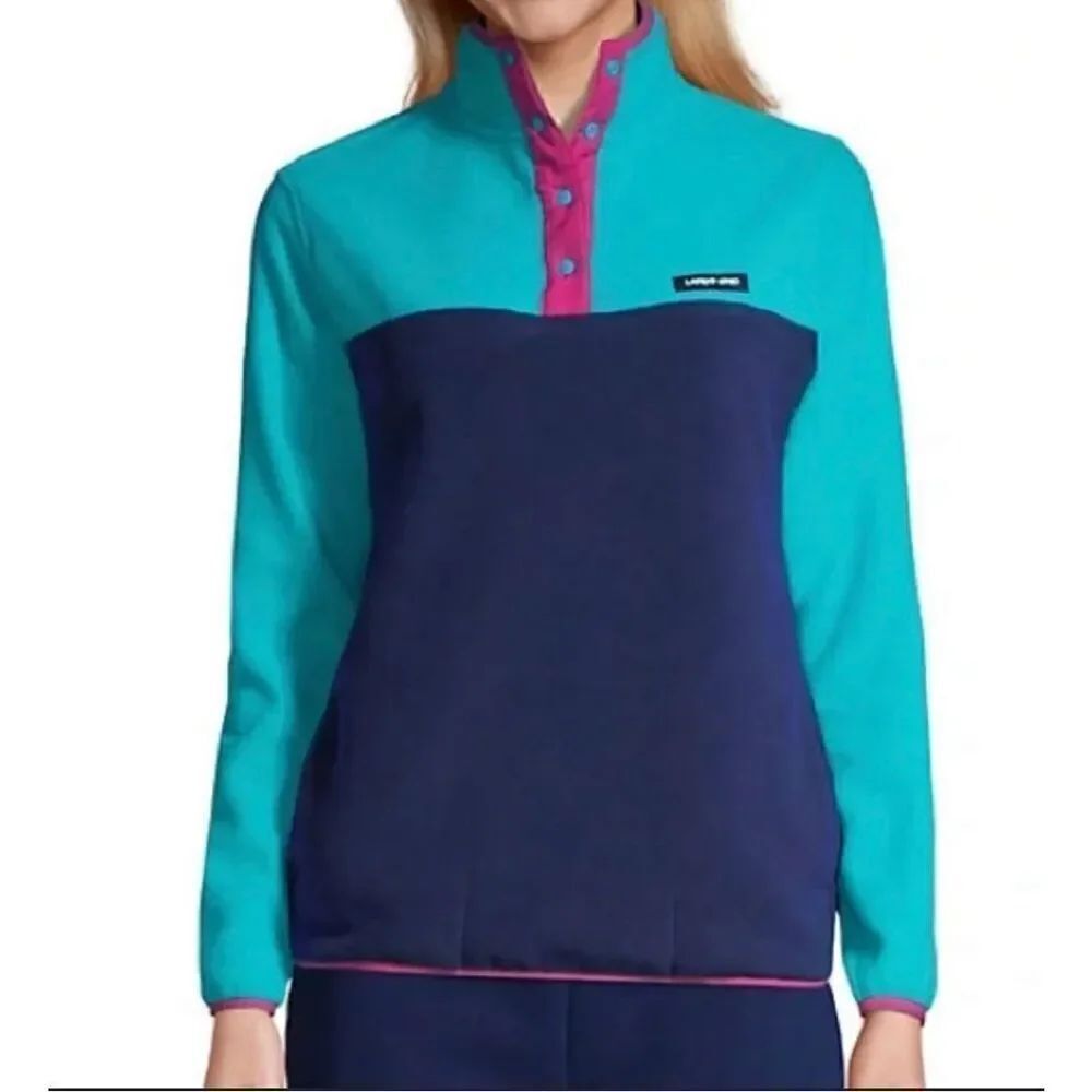 Lands End heritage quarter snap pullover fleece small colorblock